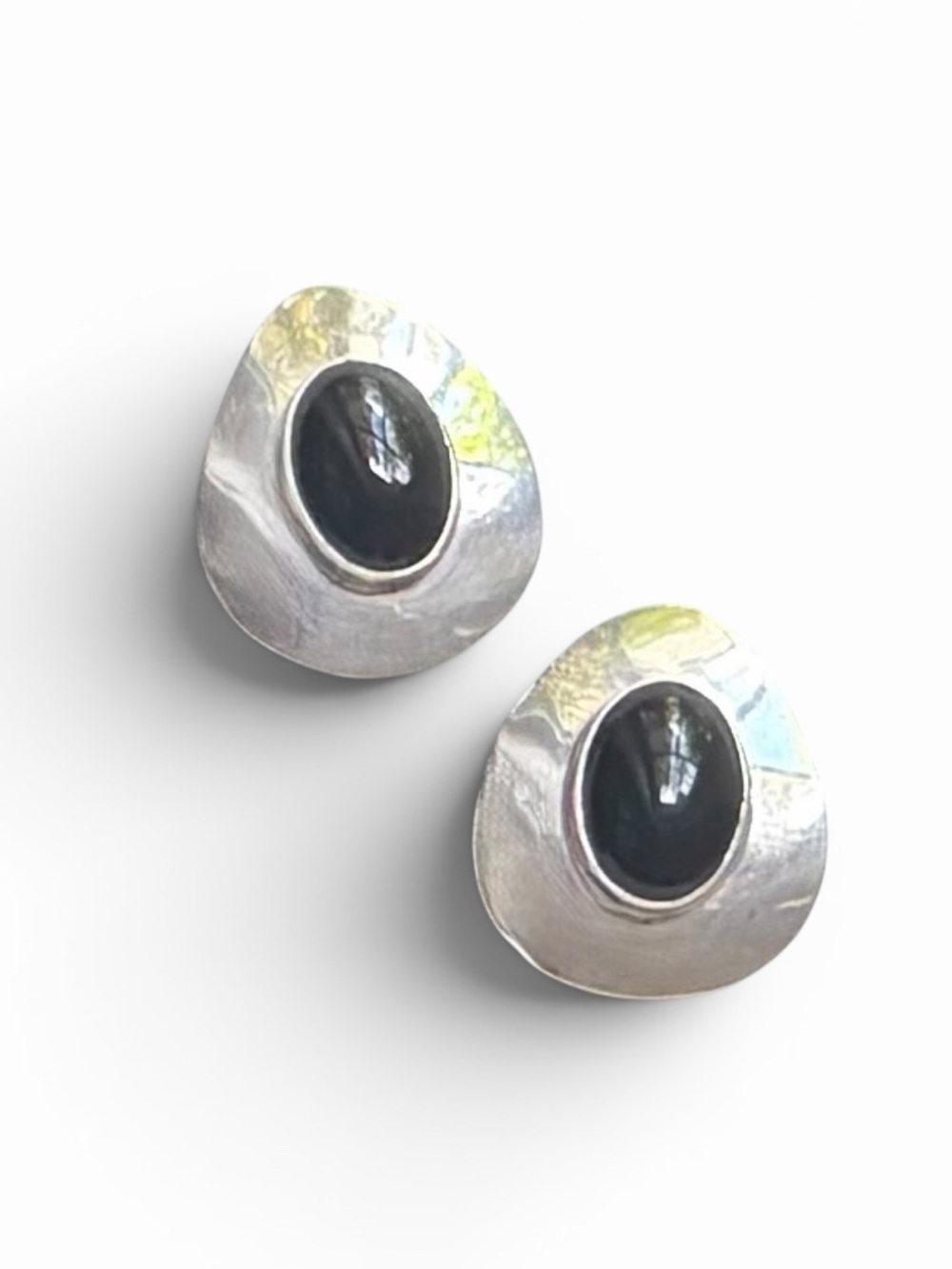 Taxco TR 114 Mexico Vintage .925 Sterling Silver Black Onyx Earrings